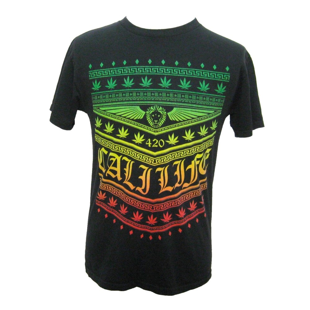 Weed Graphic T-Shirt Mens Medium Black Short Sleeve Cannabis Pot Marijuana Drugs